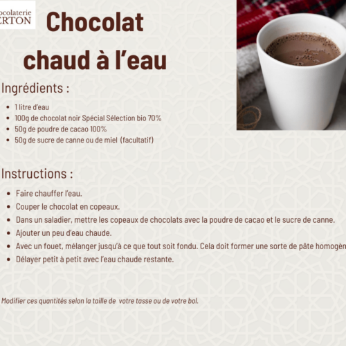 Recette chocolat chaud à l'eau